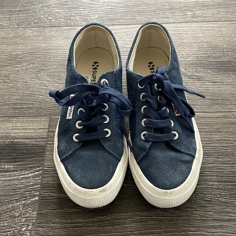 Superga Women's Size 6 2750 SueU Suede Low Top Bluenight Shadow Sneakers Lace Up